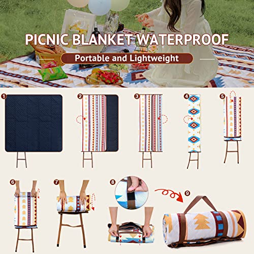 LARUTAN Extra Large Waterproof Picnic Blanket | 200x300cm Bohemian Beach Mat