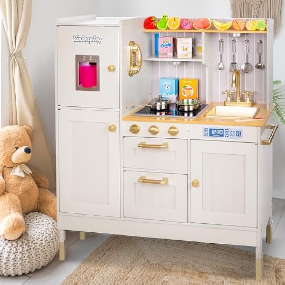 Green Series XXL Wooden Play Kitchen for Kids – Kinderplay Toy Playset