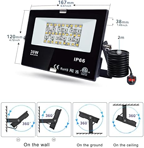 DUSKTEC 30W RGBW Smart LED Flood Lights | Bluetooth App Control | 2 Pack