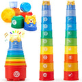 Hahaland Rainbow Stacking Cups – 10 Pcs Educational Baby Bath Toys