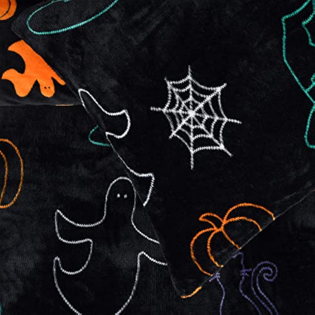 Sleepdown Halloween Spooky Ghost Flannel Fleece Reversible Duvet Set
