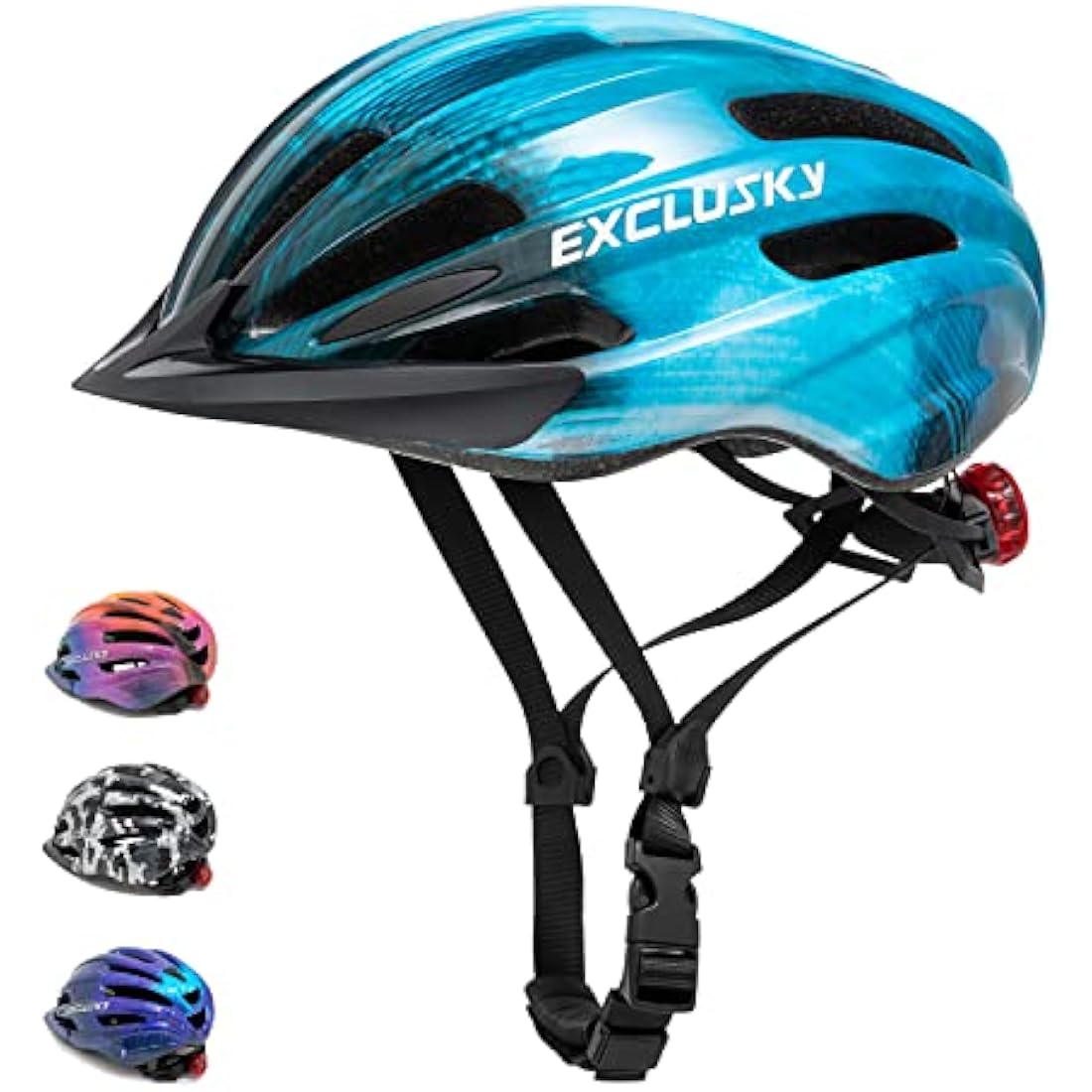 Exclusky Kids Bike Helmet with LED Light | Adjustable Size 50-57cm