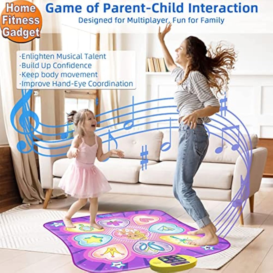 Sunlin Purple Dance Mat for Girls | 7 Game Modes & LED Lights Musical Toy