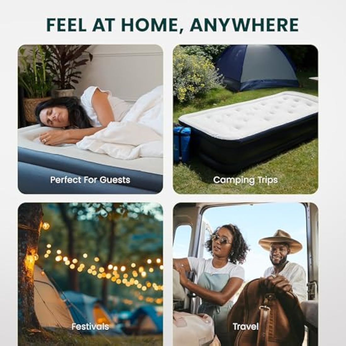 Green Haven Single Raised Air Bed with Built-in Electric Pump & Bag
