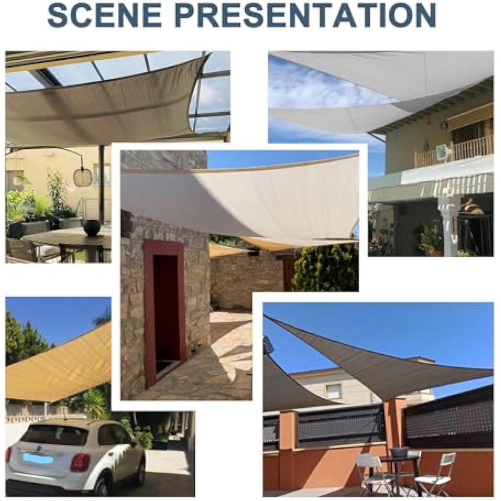 Cool Area Sun Shade Sail - 5x5x7m Waterproof Triangle Canopy, Charcoal