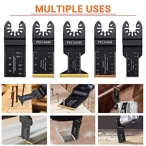 PECHAM 23PCS Titanium & Carbide Oscillating Multitool Blades for Metal