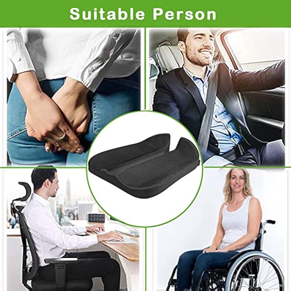 MargGona Memory Foam Seat Cushion – Orthopedic Coccyx Support for Car & Office