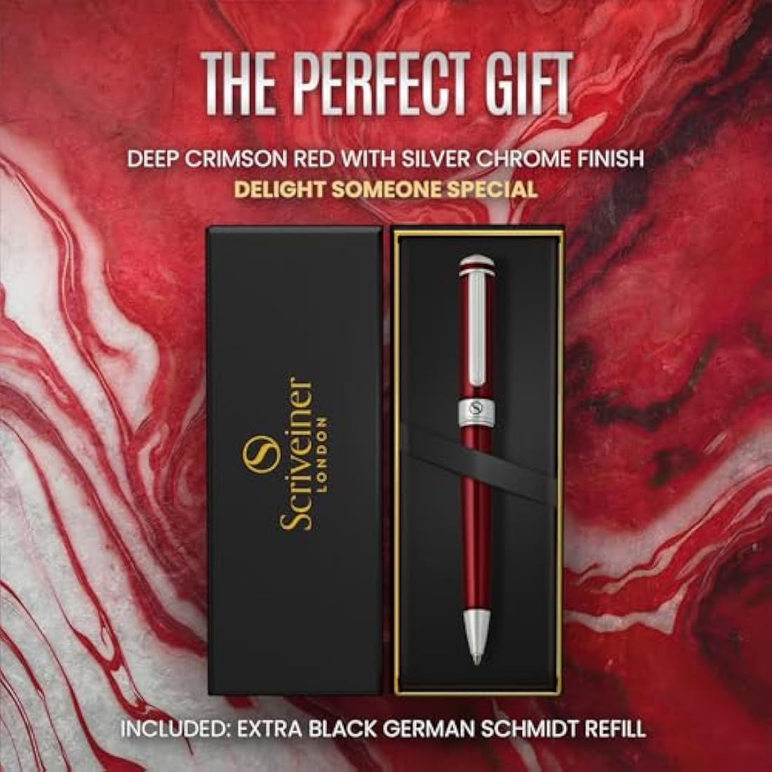 Scriveiner Ballpoint Pen – Deep Crimson Red Lacquer