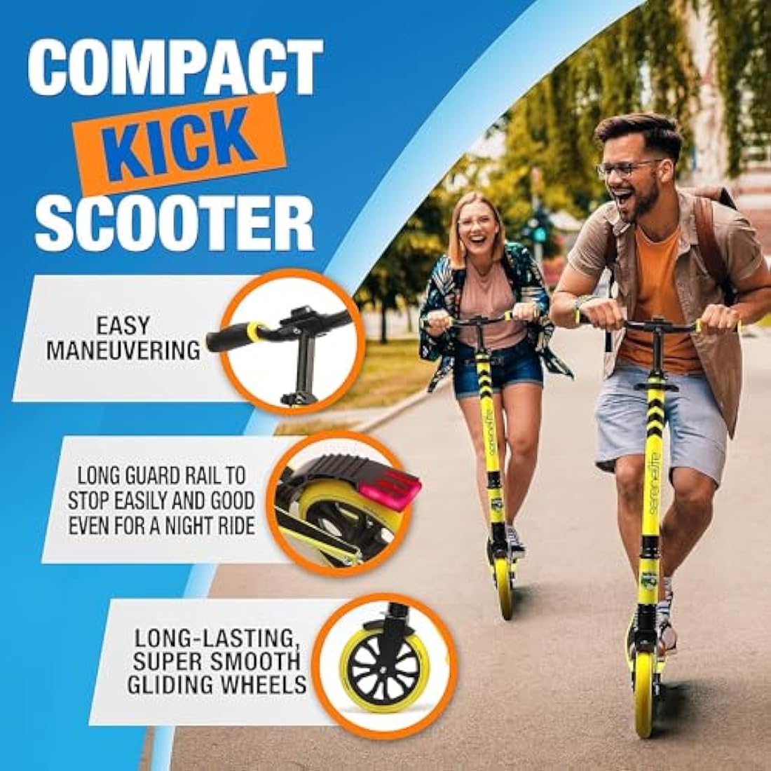 SereneLife Folding Kick Scooter – Big Wheels & Adjustable Handlebar