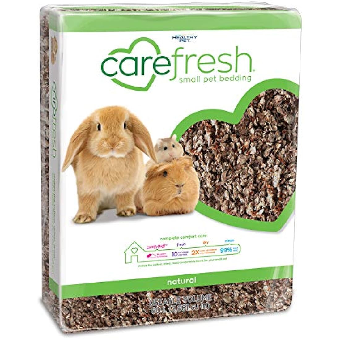 Carefresh Natural Paper Small Pet Bedding | Odor Control & Dust-Free, 60L