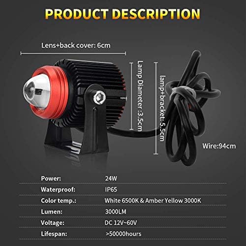 OPP ULITE Motorcycle LED Fog Lights - White Amber 30W Waterproof Spotlight