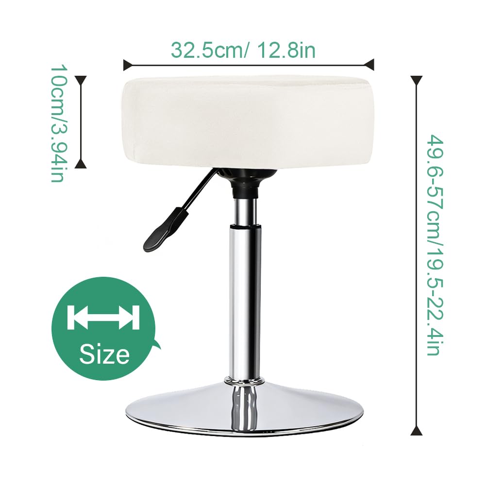 FURWOO Hexagon Beauty Stool with Velvet Cushion Height Adjustable Makeup Stool for Dressing Table SmallWhite - image 2