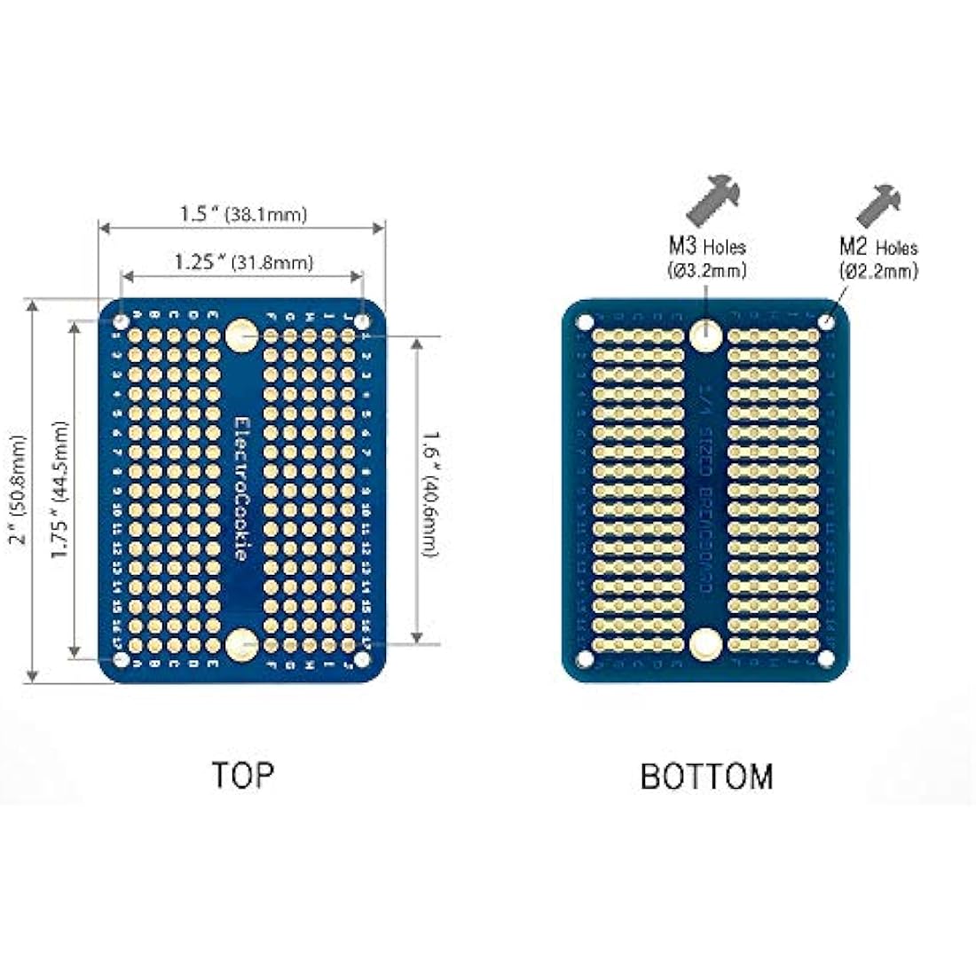 ElectroCookie Mini PCB Prototype Board – Gold-Plated Solderable 6 Pack