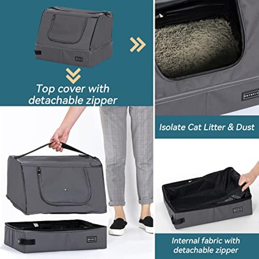 PETSFIT Portable Cat Litter Box – Leak-Proof Washable Travel Litter Box