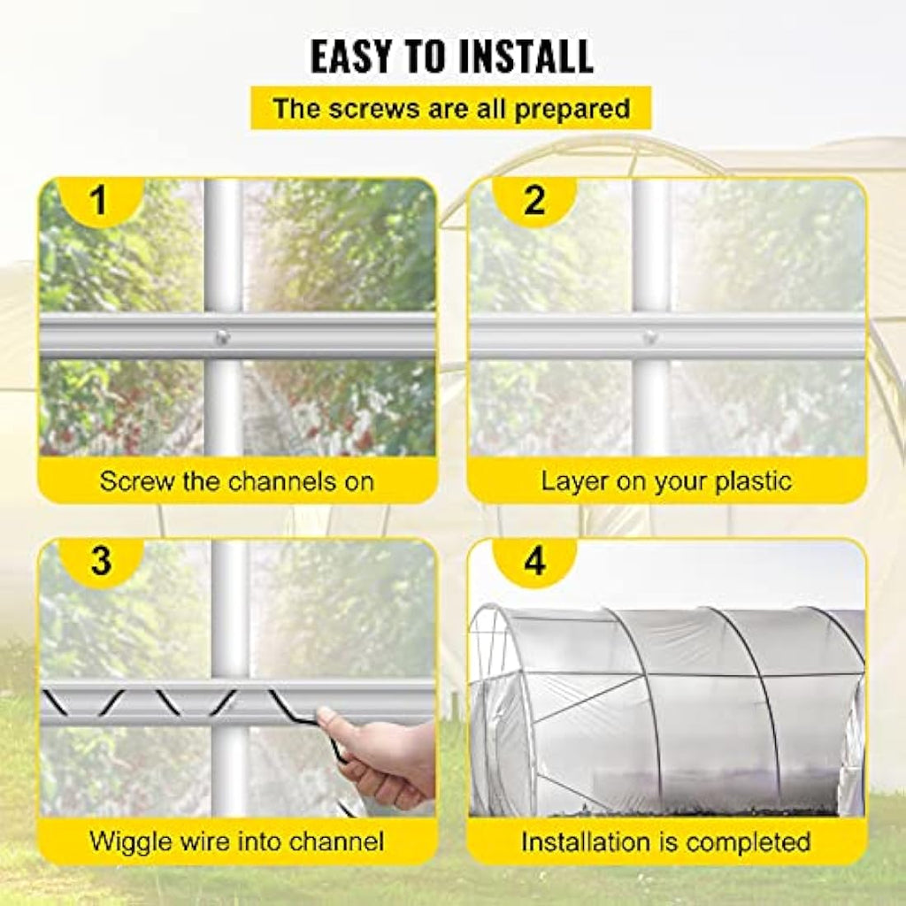 VEVOR Greenhouse Lock Channel and Wiggle Wire Kit – 30 Pack, 6.5ft Aluminum