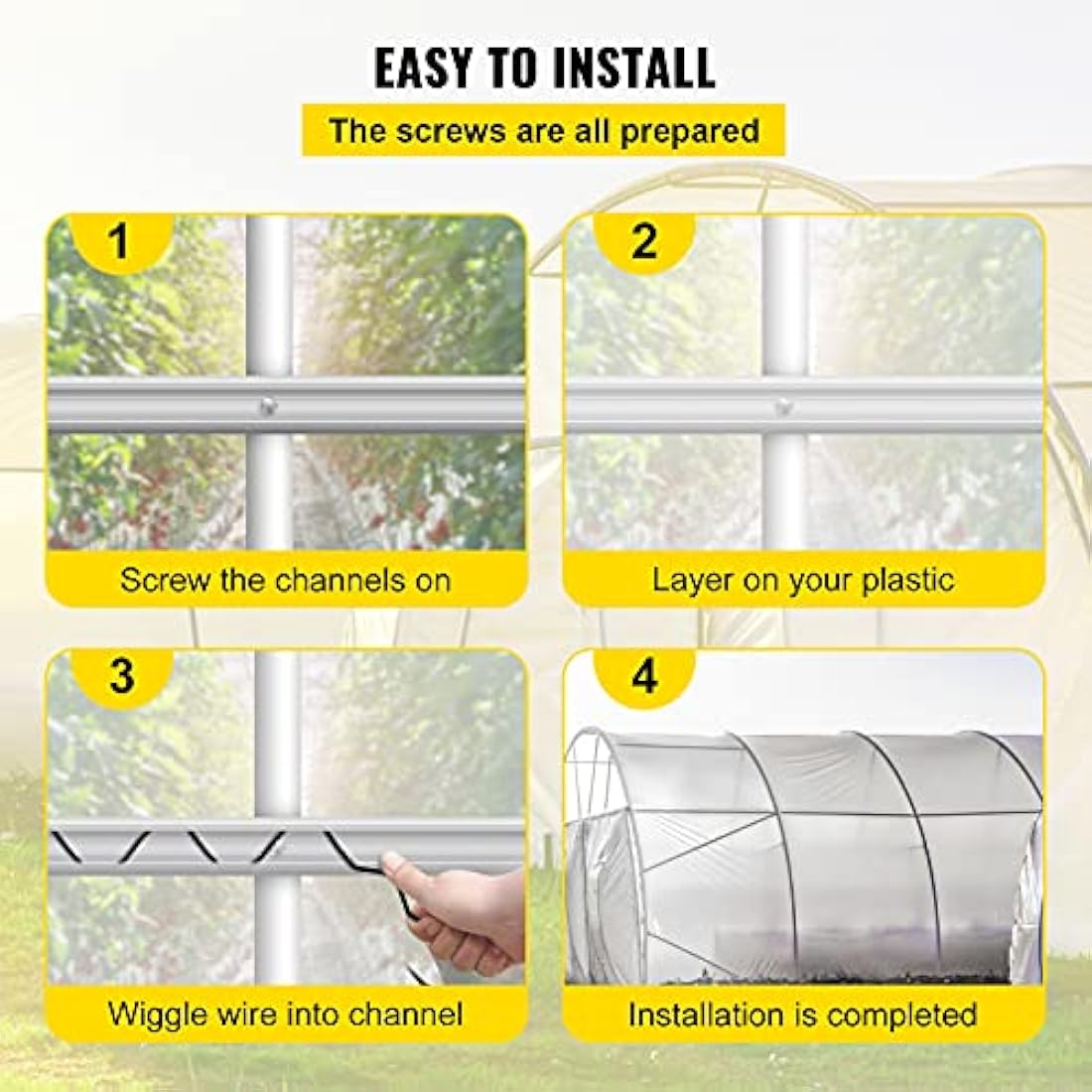 VEVOR Greenhouse Lock Channel and Wiggle Wire Kit – 30 Pack, 6.5ft Aluminum