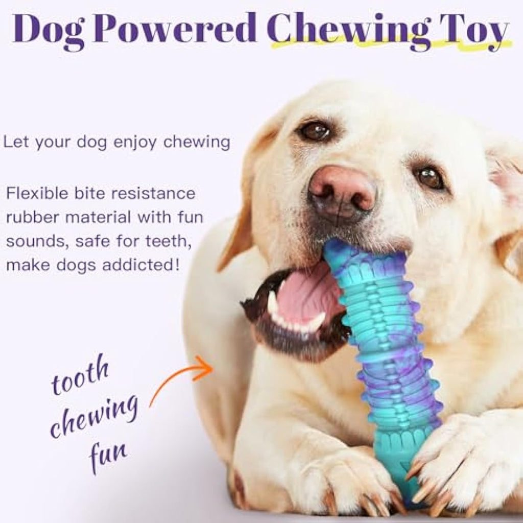 HETOO Indestructible Dog Chew Toy – Durable Rubber Squeaky Bone