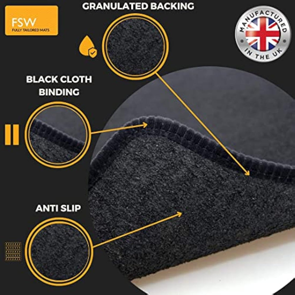 FSW Tailored Car Floor Mats for Ford Focus MK3 2011-2015 | Black Carpet