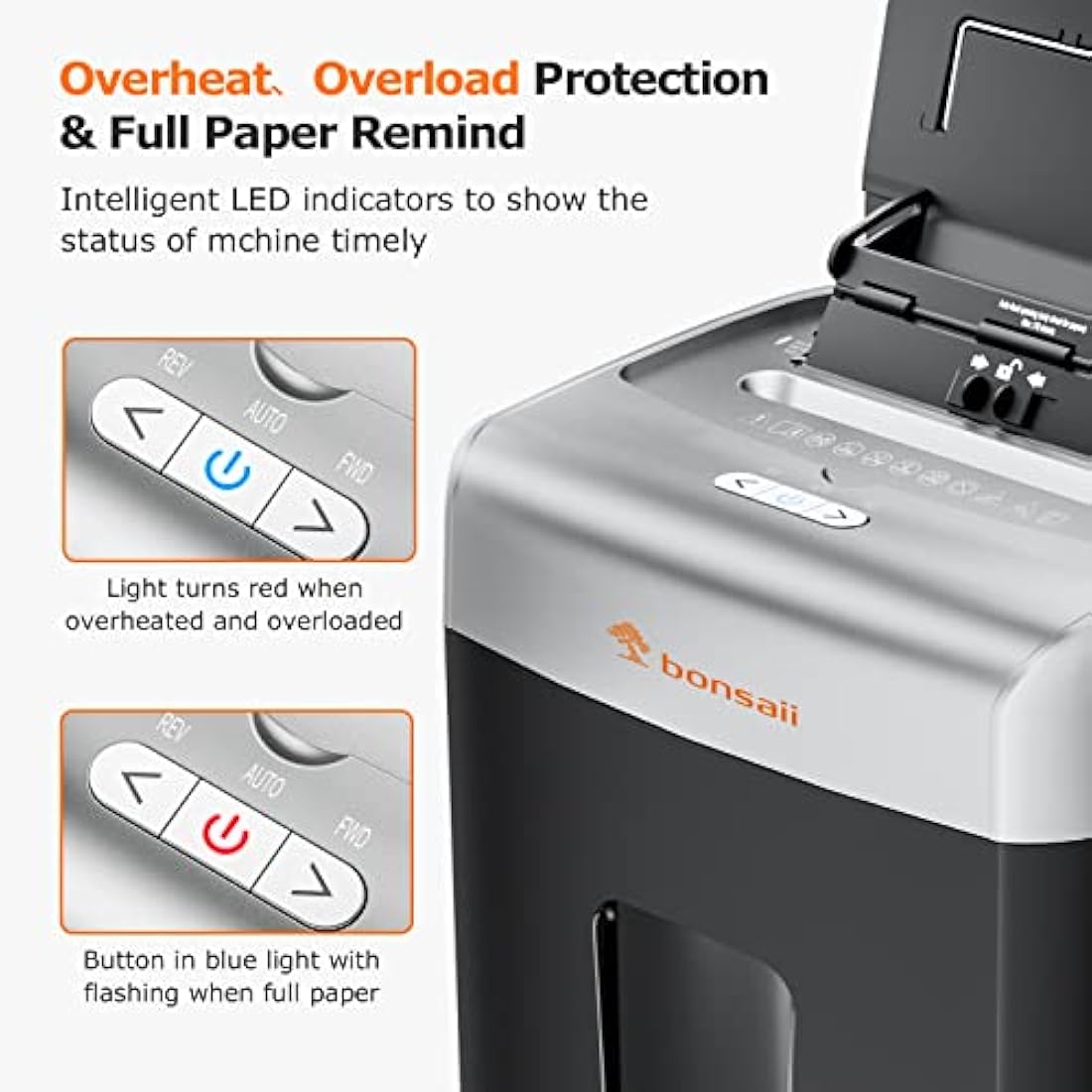 Bonsaii 110-Sheet Auto Feed Micro Cut Paper Shredder | 23L Bin