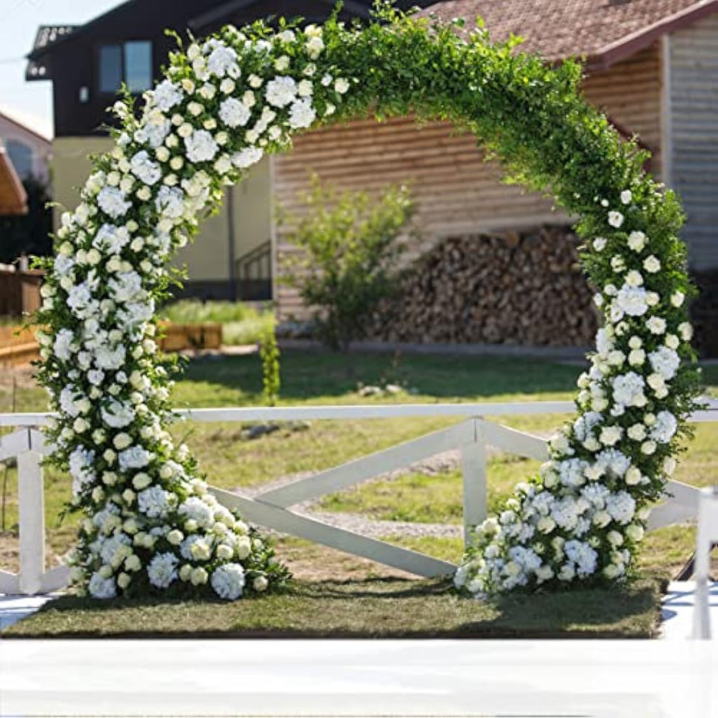 Jolof Store Round Wedding Arch – 220cm White Metal Floral Backdrop Stand