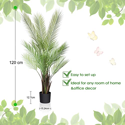 Kazeila 120cm Artificial Areca Palm Tree - Realistic Faux Plant (2 Pack)