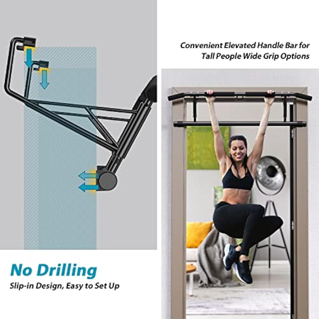 JX FITNESS Foldable Doorway Pull Up Bar | No-Drill Chin Up Bar for Home Gym