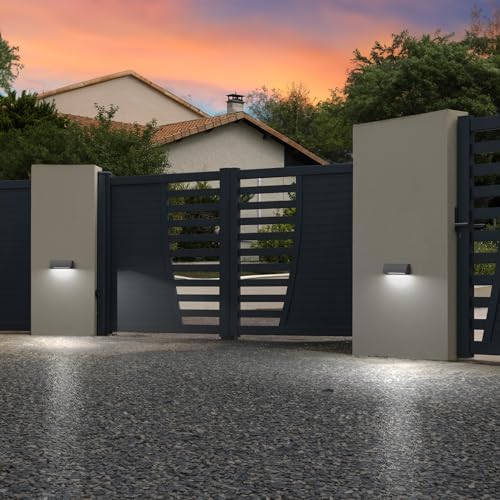 ledscom.de SEGIN LED Outdoor Wall Light – IP54 Grey Matt Downlight 630lm