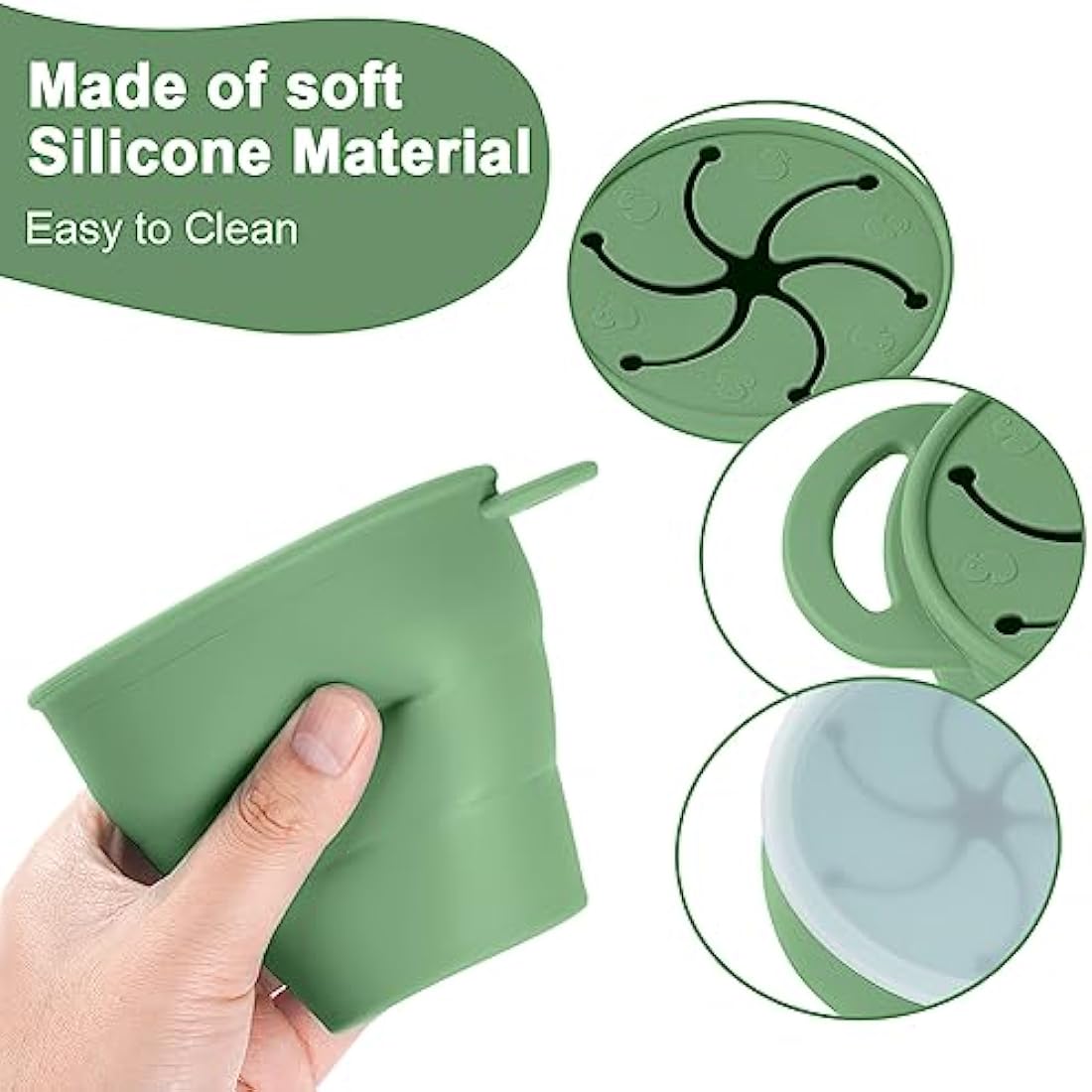 Vicloon Collapsible Silicone Baby Snack Cup – Spill-Proof Pot (Green)