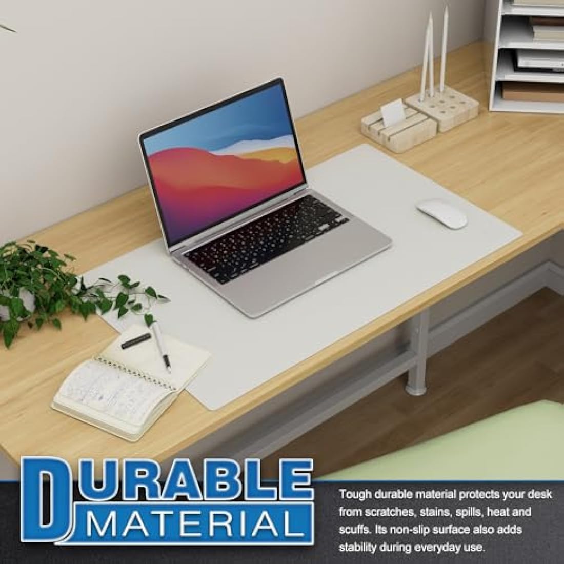 K KNODEL Leather Desk Mat – Dual-Sided Waterproof Mouse Pad, White