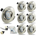 HiBay 6-Pack LED Recessed Downlights | Brushed Chrome Tilt Spotlights