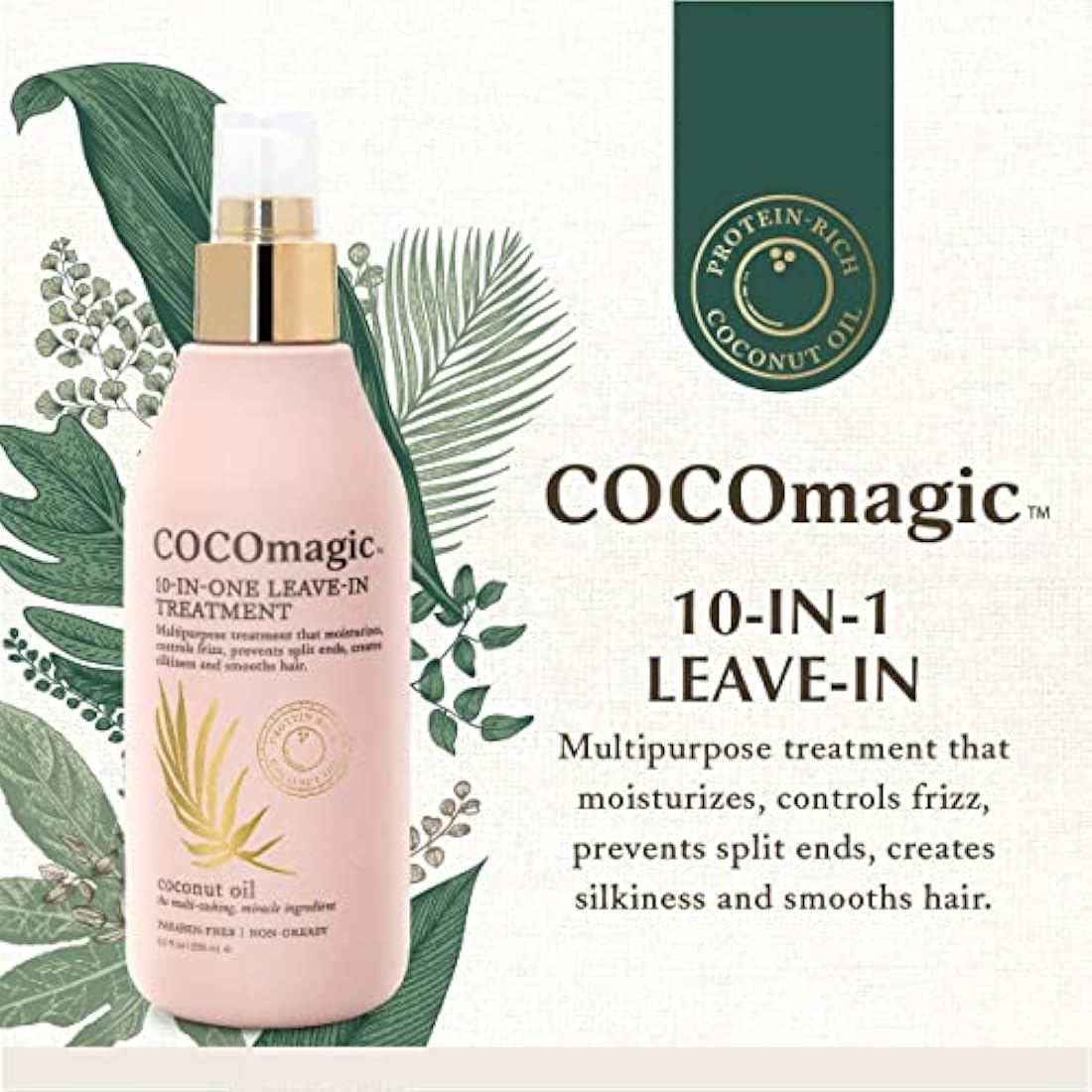 CocoMagic 10-in-1 Leave-In Hair Treatment with Coconut Oil, 8 oz