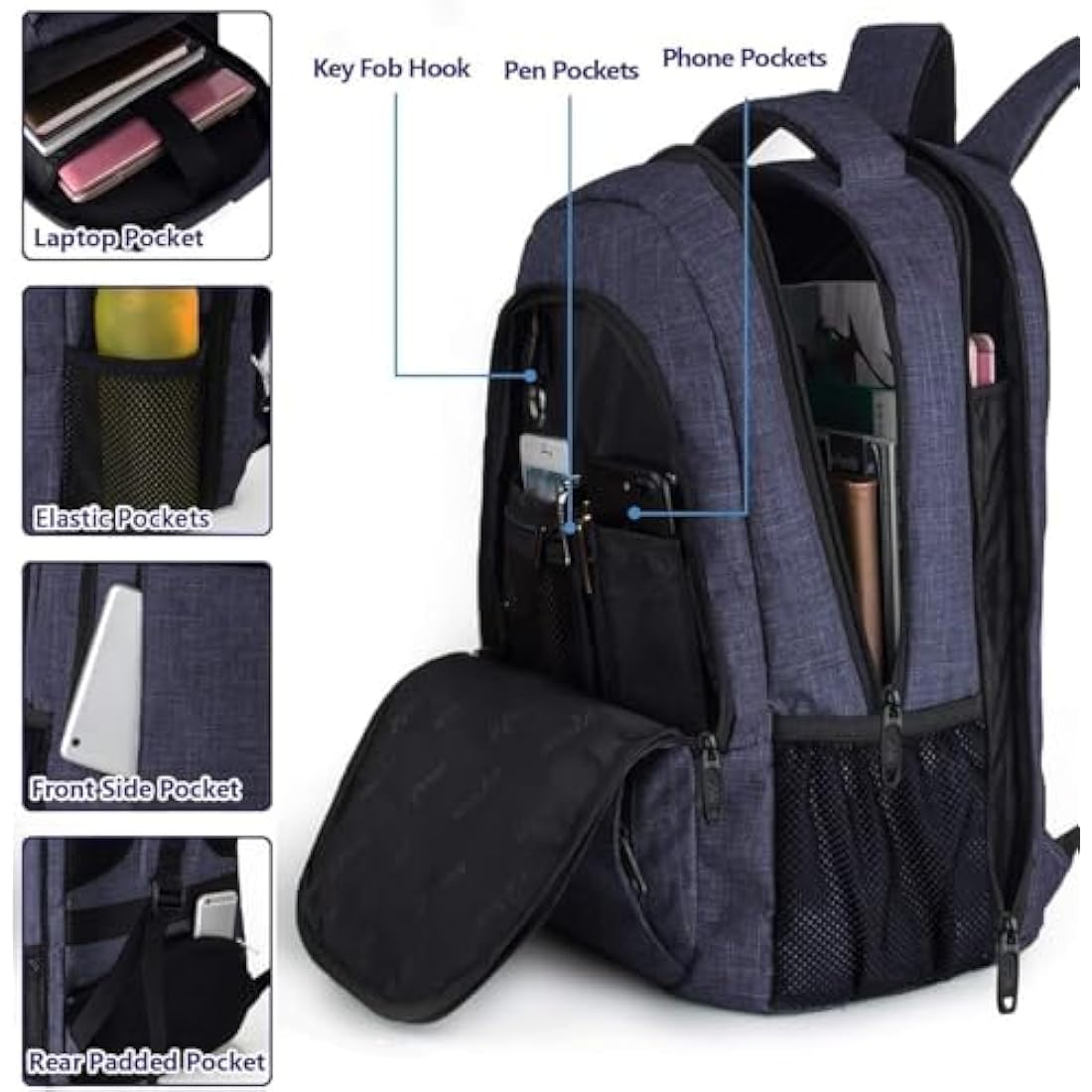 Matein 17.3 Inch Laptop Backpack | TSA Travel Anti-Theft Bag - Blue