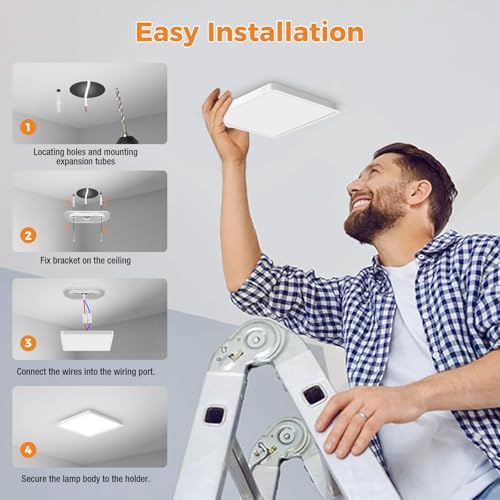 Slochi LED Ceiling Light 4-Pack | IP54 Waterproof Square Flush Mount