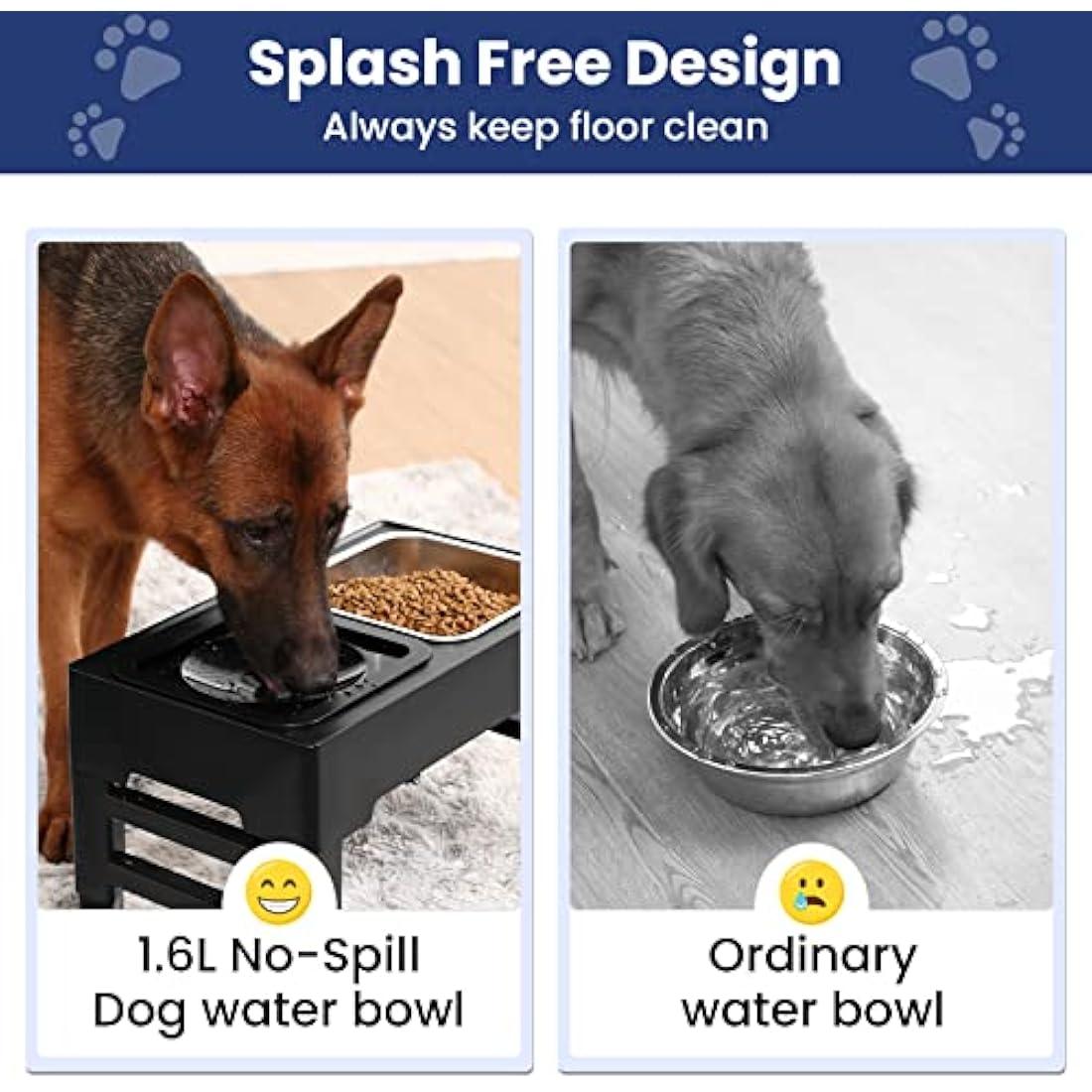 PETTOM Raised Dog Bowl | 4 Height Adjustable Elevated Stainless Steel Feeder