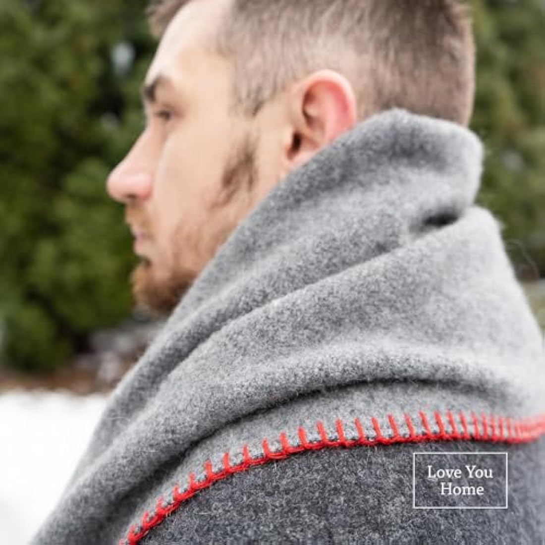 LYHome Merino Wool Travel Blanket – Warm Outdoor Camping Throw, Gray