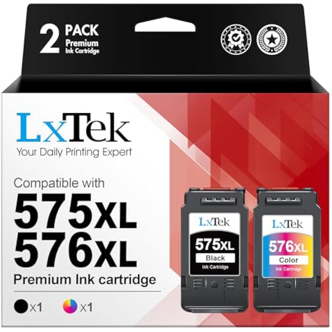 LxTek 575XL 576XL Remanufactured Ink Cartridges for Canon PIXMA - 2 Pack