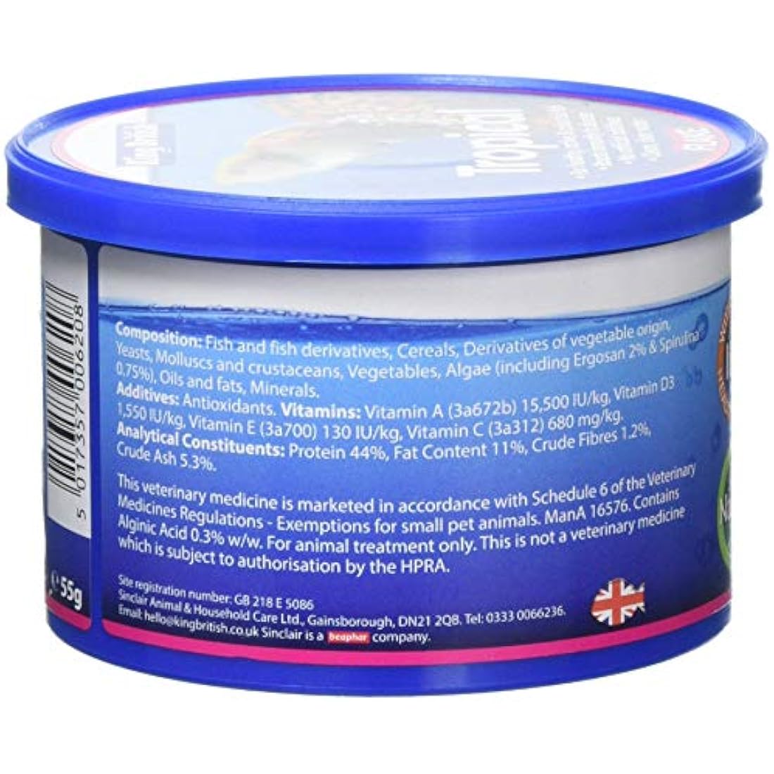 King British Tropical Fish Flake Food with Immuno Health Booster - 55g