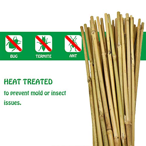 Mininfa 5ft Natural Bamboo Garden Stakes for Climbing Plants, 20 Pack
