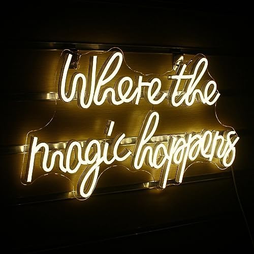 Where The Magic Happens Neon Sign – White LED Wall Decor