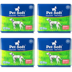 Pet Soft Male Dog Wraps – Super Absorbent Disposable Nappies, 48-Pack