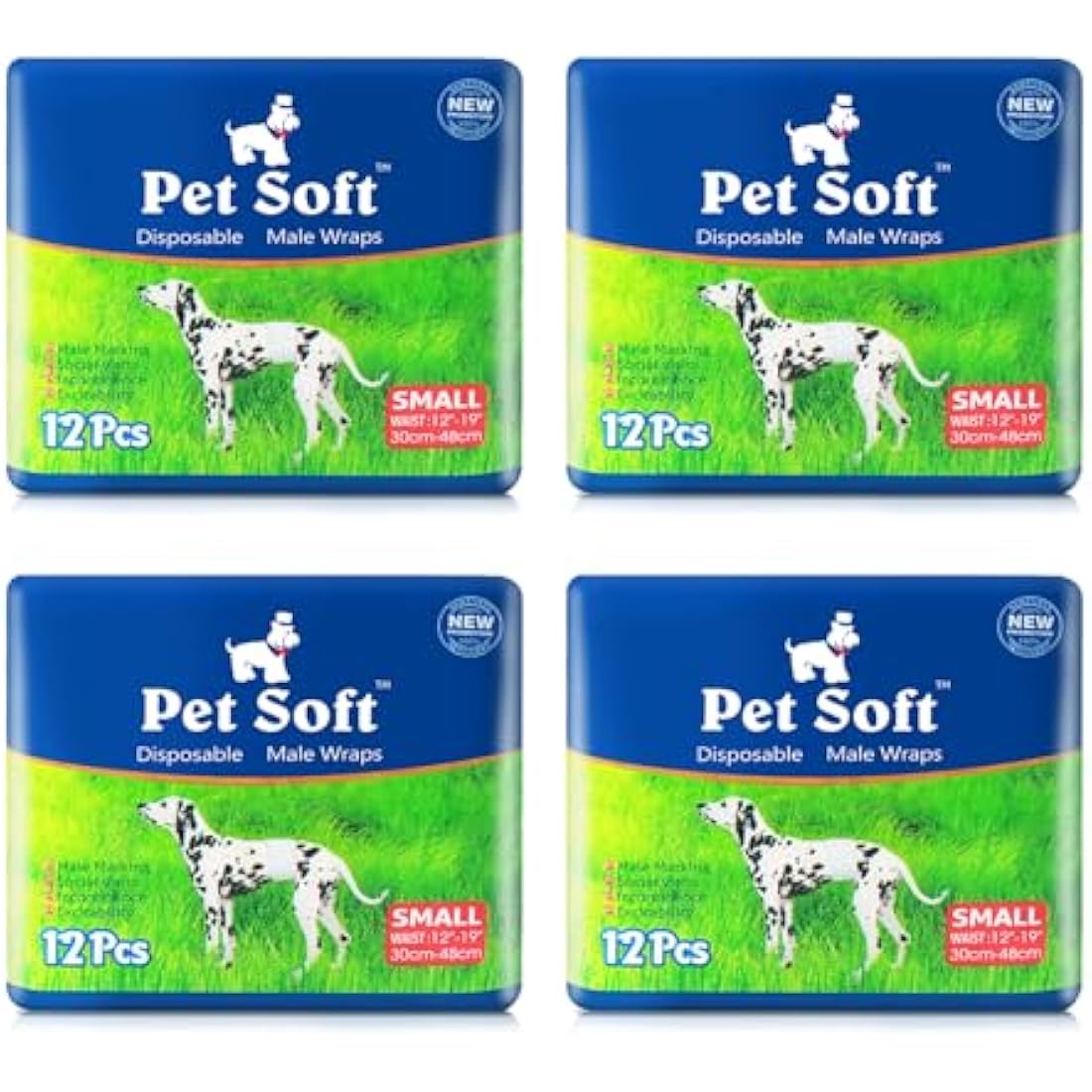 Pet Soft Male Dog Wraps – Super Absorbent Disposable Nappies, 48-Pack