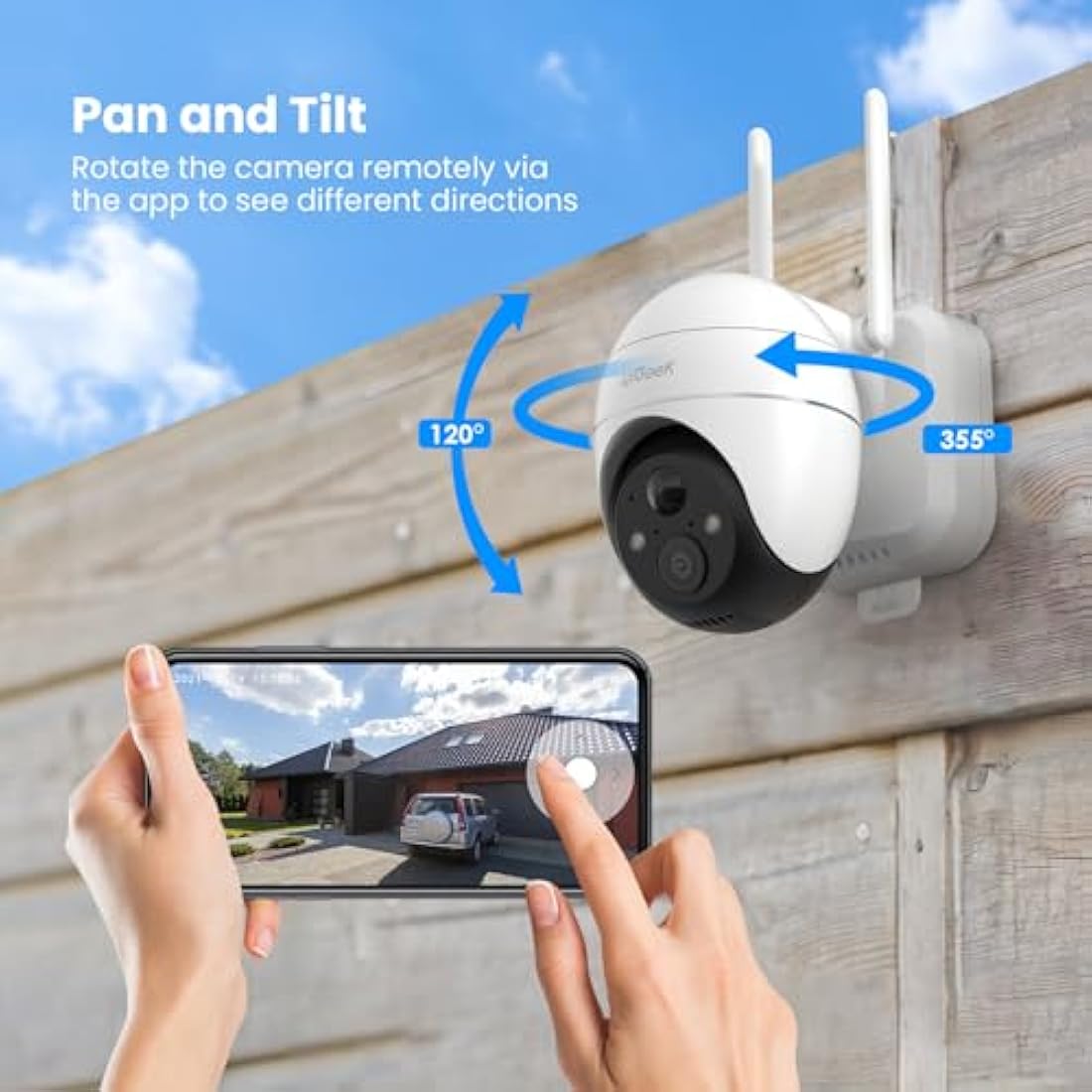 ieGeek 2K Wireless Security Camera Outdoor – 360° PTZ Battery CCTV