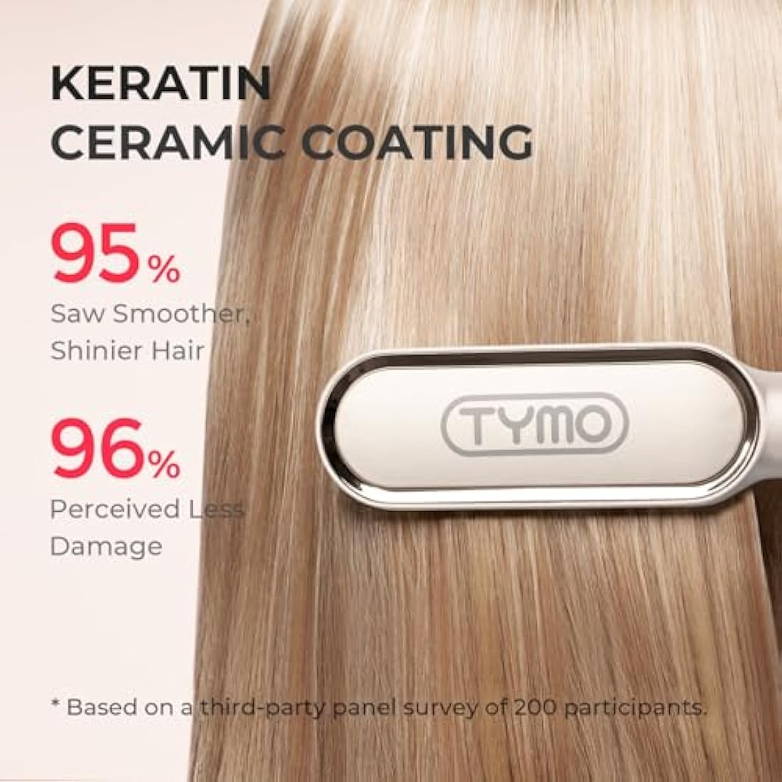 TYMO Hair Straightener Brush | Ionic 2-in-1 Fast Heating Comb - Gold