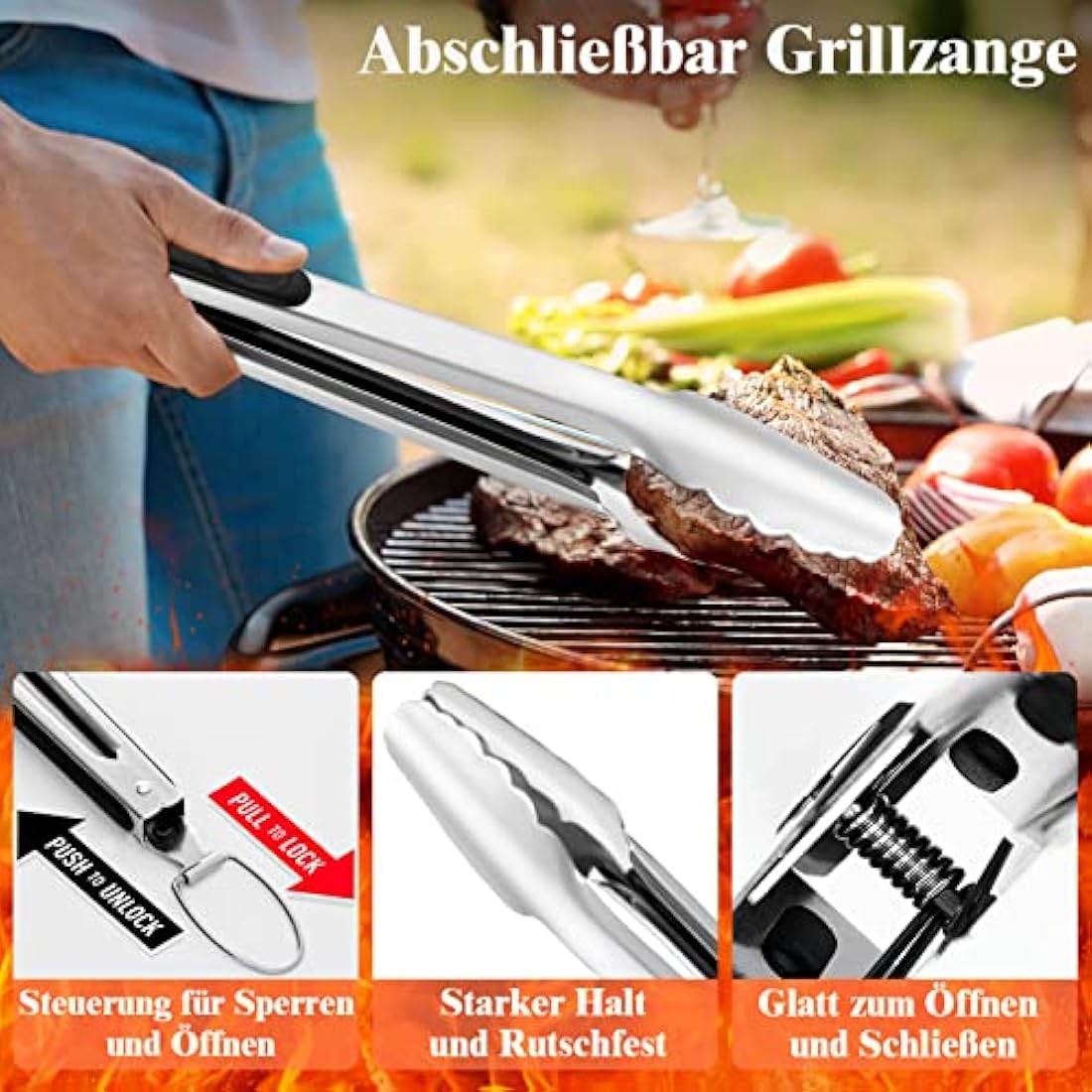 Grilliance 30-Piece Stainless Steel BBQ Grill Tools Set with Carrying Case