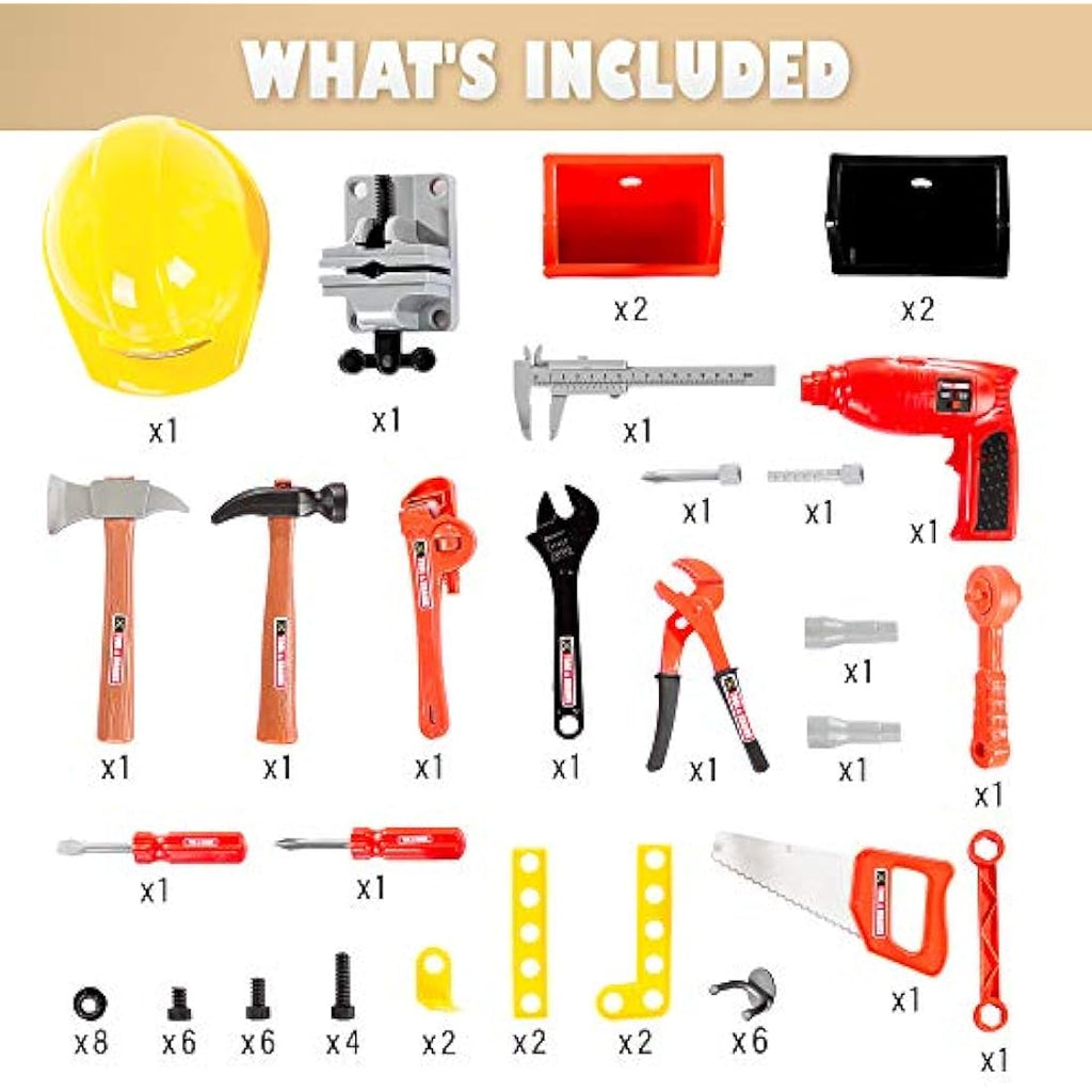 Kinderplay Kids Tool Bench – 50-Piece Workbench with Drill and Helmet