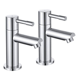 Wasserrhythm Traditional Bath Pillar Taps - Chrome Stainless Steel Pair
