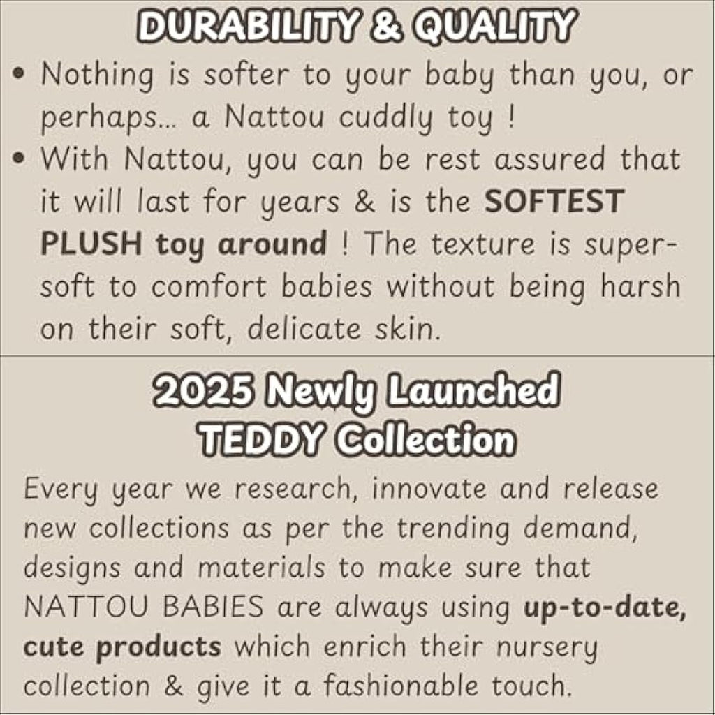 Nattou Wooden Elephant Rocker – Padded Vegan Teddy Fabric – Taupe