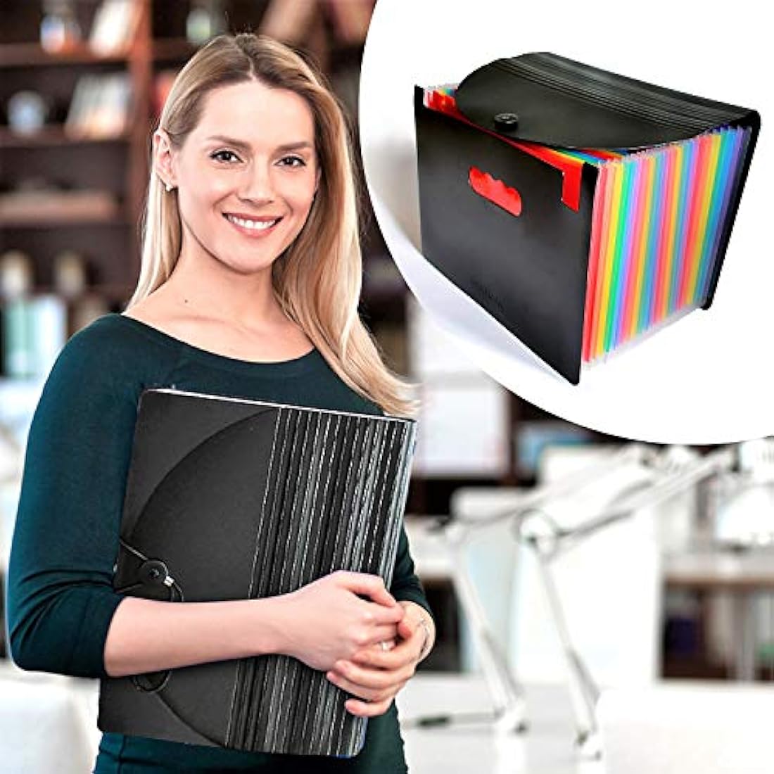 Meknaail 24 Pockets A4 Expanding File Organiser | Rainbow Document Box