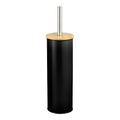 Amig Naturline Toilet Brush Holder – Black Steel and Bamboo – 38 cm