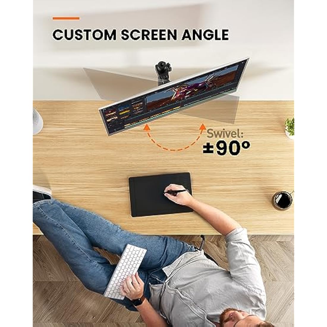 ErGear Single Monitor Stand – Height Adjustable Vesa Mount for 13-32” Screens